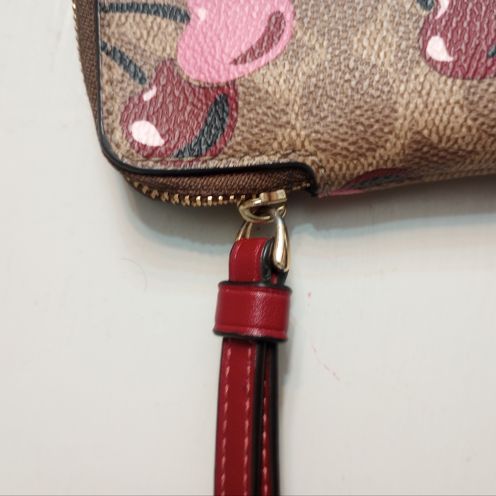 Leather Wristlet With Cherry Pattern - image 6